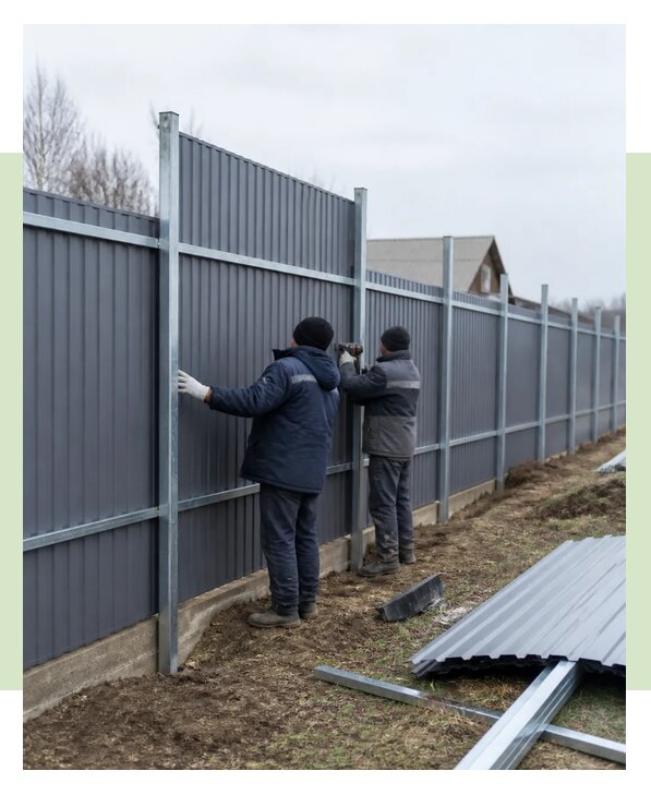 Монтаж забора из профнастила для дачи под ключ в Устях-Джегуте