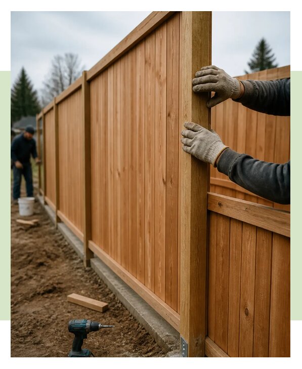 Монтаж сплошного деревянного забора под ключ в Устях-Джегуте
